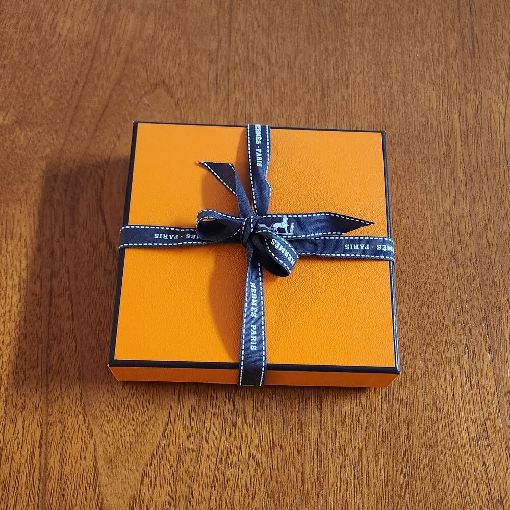 Authentic Hermes Box with Hermes Ribbon and Bag